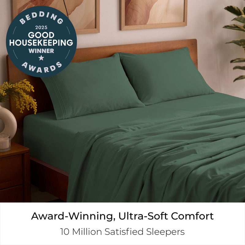 Mellanni Full Sheets Set - 4 PC Iconic Collection Bedding - Hotel Luxury, Extra Soft, Cooling Bed Sheets - Wrinkle, Fade, Stain Resistant (Full, Emerald Green) - Image 2